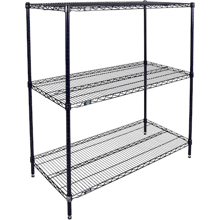 Nexel 3 Shelf, Nexelon Blue Wire Shelving Unit, Starter, 72inW x 24inD x 54inH B3151664
